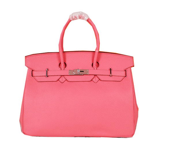 Hermes Birkin 35CM Tote Bag Pink Original Grainy Leather H35 Silver