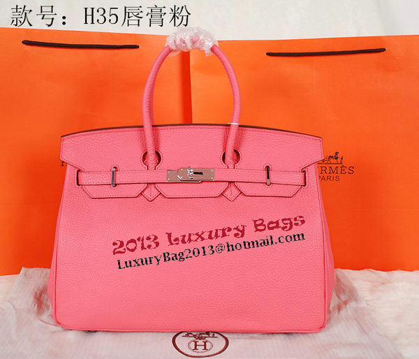 Hermes Birkin 35CM Tote Bag Pink Original Grainy Leather H35 Silver Hermes Birkin 35CM Tote Bag Pink Original Grainy Leather H35 Silver