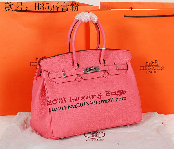 Hermes Birkin 35CM Tote Bag Pink Original Grainy Leather H35 Silver Hermes Birkin 35CM Tote Bag Pink Original Grainy Leather H35 Silver