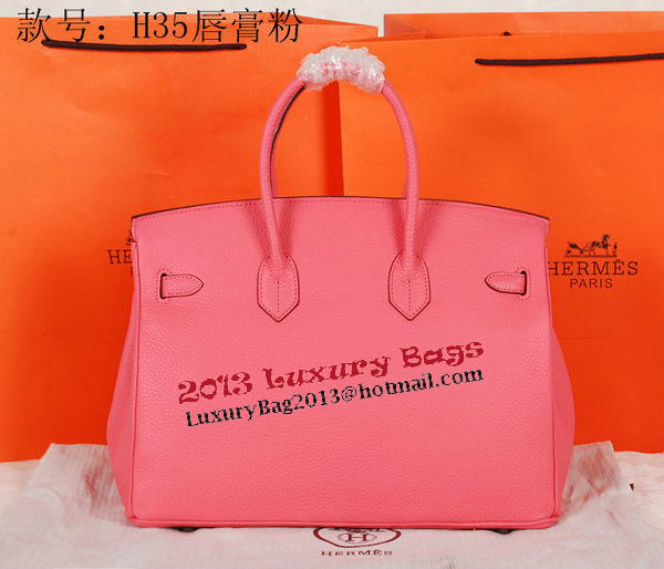 Hermes Birkin 35CM Tote Bag Pink Original Grainy Leather H35 Silver Hermes Birkin 35CM Tote Bag Pink Original Grainy Leather H35 Silver