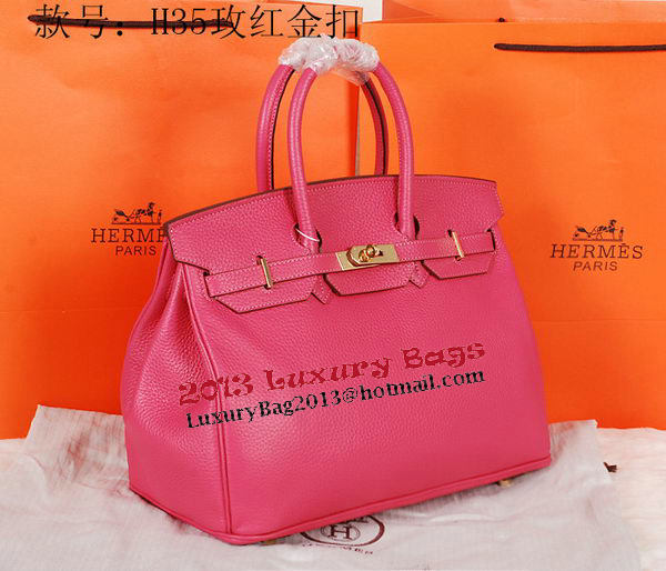 Hermes Birkin 35CM Tote Bag Rose Original Grainy Leather H35 Gold Hermes Birkin 35CM Tote Bag Rose Original Grainy Leather H35 Gold