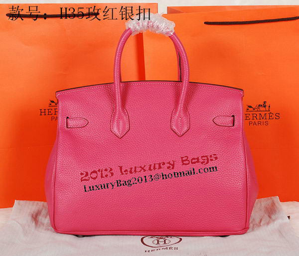 Hermes Birkin 35CM Tote Bag Rose Original Grainy Leather H35 Silver Hermes Birkin 35CM Tote Bag Rose Original Grainy Leather H35 Silver