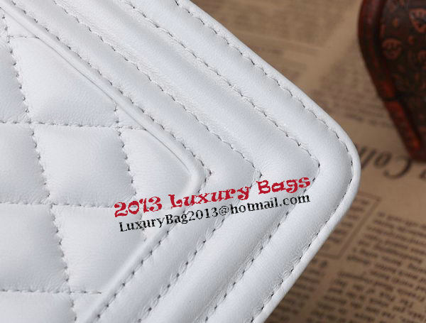 Chanel Boy Flap Shoulder Bag White Original Calfskin Leather CHA67086 Silver