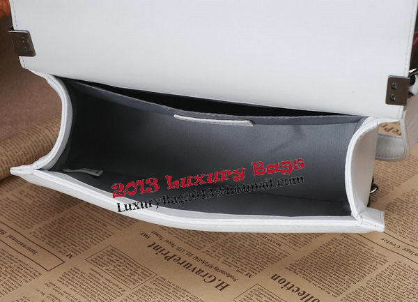 Chanel Boy Flap Shoulder Bag White Original Calfskin Leather CHA67086 Silver