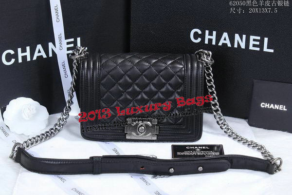 Boy Chanel Flap Shoulder Bag in Sheepskin Leather A62050 Black Boy Chanel Flap Shoulder Bag in Sheepskin Leather A62050 Black