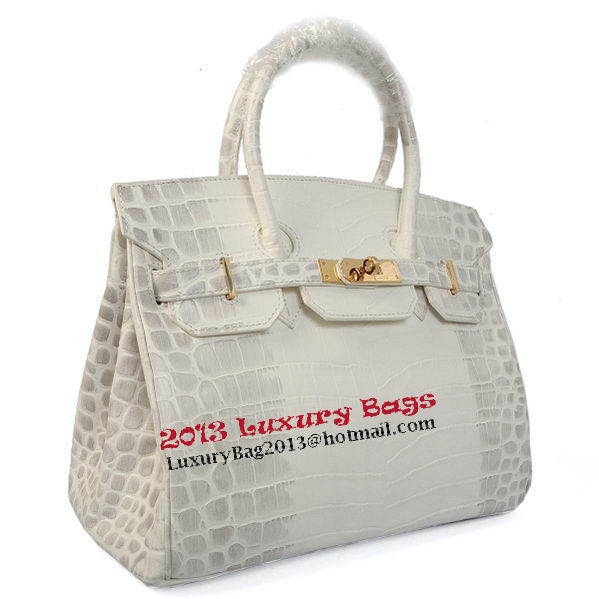 Hermes Birkin 30CM Tote Bags OffWhite Croco Leather Gold Hermes Birkin 30CM Tote Bags OffWhite Croco Leather Gold
