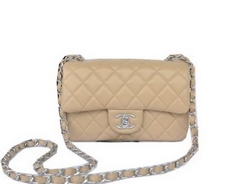 Chanel mini Classic Flap Bag Apricot Original Sheekskin CHA1116 Silver Chanel mini Classic Flap Bag Apricot Original Sheekskin CHA1116 Silver
