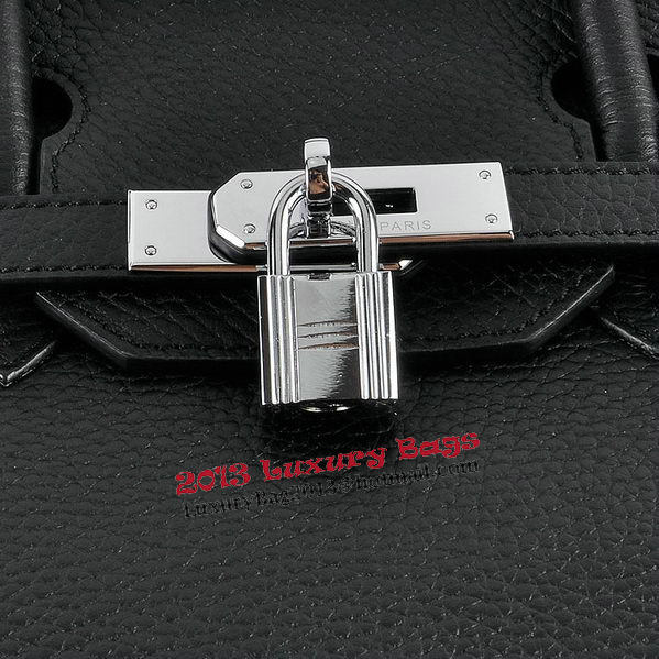 Hermes Birkin 35CM Tote Bag Black Grainy Leather Silver Hermes Birkin 35CM Tote Bag Black Grainy Leather Silver