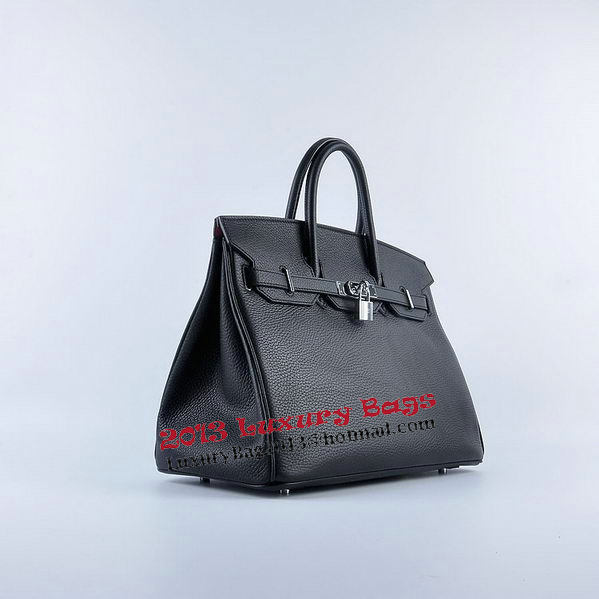 Hermes Birkin 35CM Tote Bag Black Grainy Leather Silver Hermes Birkin 35CM Tote Bag Black Grainy Leather Silver