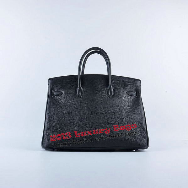Hermes Birkin 35CM Tote Bag Black Grainy Leather Silver Hermes Birkin 35CM Tote Bag Black Grainy Leather Silver