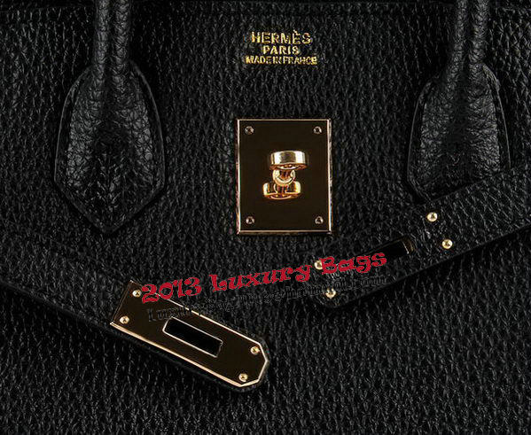 Hermes Birkin 35CM Tote Bags Black Grainy Leather H-35 Gold Hermes Birkin 35CM Tote Bags Black Grainy Leather H-35 Gold