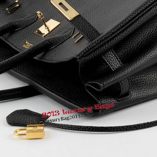 Hermes Birkin 35CM Tote Bags Black Grainy Leather H-35 Gold Hermes Birkin 35CM Tote Bags Black Grainy Leather H-35 Gold