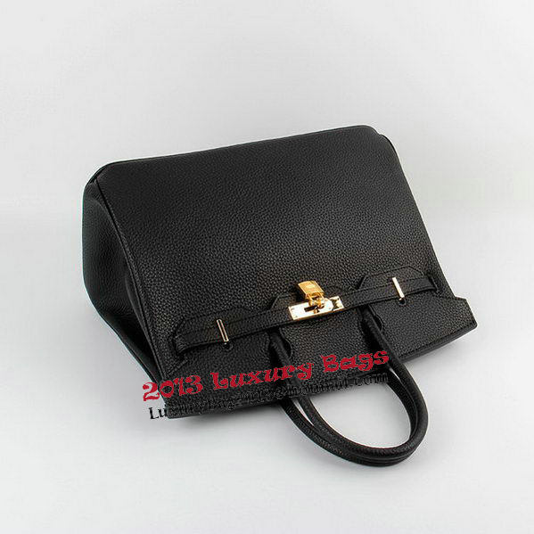 Hermes Birkin 35CM Tote Bags Black Grainy Leather H-35 Gold Hermes Birkin 35CM Tote Bags Black Grainy Leather H-35 Gold