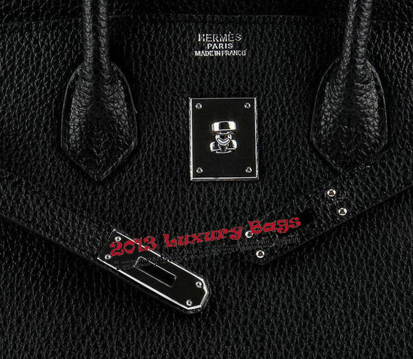Hermes Birkin 35CM Tote Bags Black Grainy Leather H-35 Silver Hermes Birkin 35CM Tote Bags Black Grainy Leather H-35 Silver
