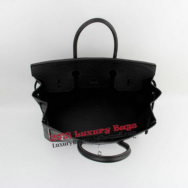 Hermes Birkin 35CM Tote Bags Black Grainy Leather H-35 Silver Hermes Birkin 35CM Tote Bags Black Grainy Leather H-35 Silver