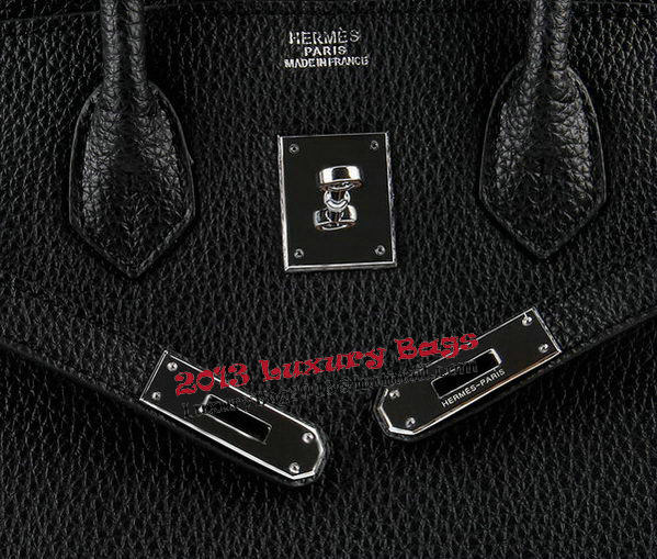 Hermes Birkin 35CM Tote Bags Black Grainy Leather H-35 Silver Hermes Birkin 35CM Tote Bags Black Grainy Leather H-35 Silver
