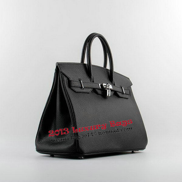 Hermes Birkin 35CM Tote Bags Black Grainy Leather H-35 Silver Hermes Birkin 35CM Tote Bags Black Grainy Leather H-35 Silver