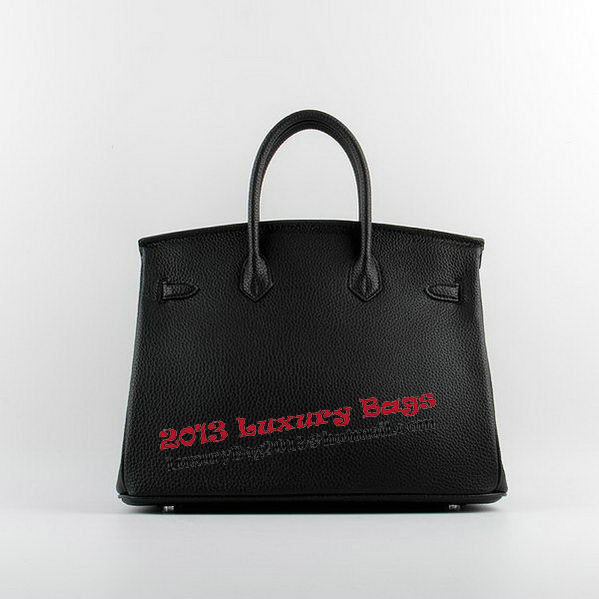 Hermes Birkin 35CM Tote Bags Black Grainy Leather H-35 Silver Hermes Birkin 35CM Tote Bags Black Grainy Leather H-35 Silver