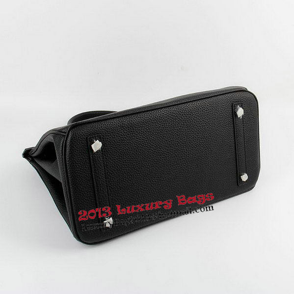 Hermes Birkin 35CM Tote Bags Black Grainy Leather H-35 Silver Hermes Birkin 35CM Tote Bags Black Grainy Leather H-35 Silver