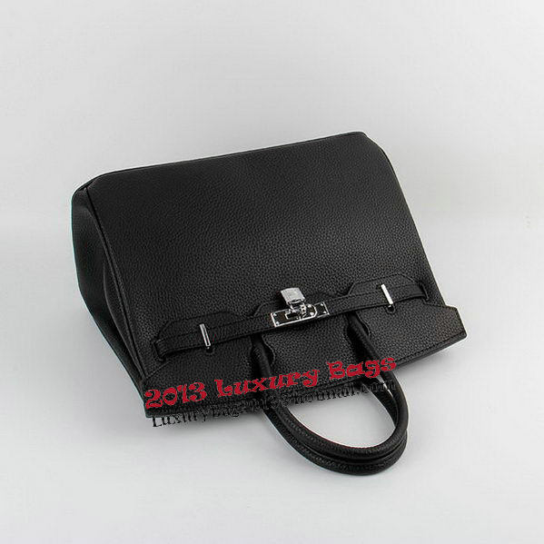 Hermes Birkin 35CM Tote Bags Black Grainy Leather H-35 Silver Hermes Birkin 35CM Tote Bags Black Grainy Leather H-35 Silver