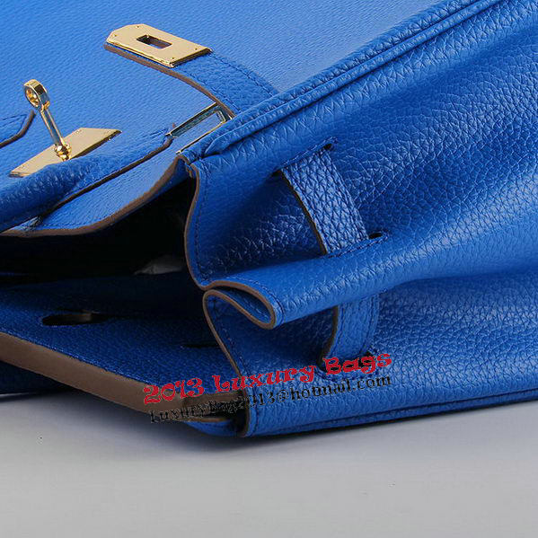 Hermes Birkin 35CM Tote Bags Blue Grainy Leather H-35 Gold Hermes Birkin 35CM Tote Bags Blue Grainy Leather H-35 Gold