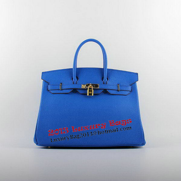 Hermes Birkin 35CM Tote Bags Blue Grainy Leather H-35 Gold Hermes Birkin 35CM Tote Bags Blue Grainy Leather H-35 Gold