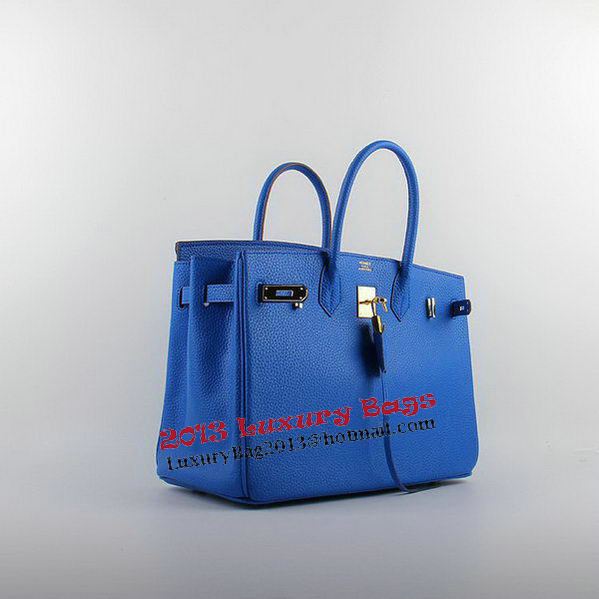 Hermes Birkin 35CM Tote Bags Blue Grainy Leather H-35 Gold Hermes Birkin 35CM Tote Bags Blue Grainy Leather H-35 Gold