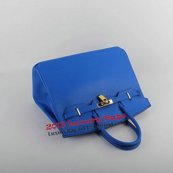 Hermes Birkin 35CM Tote Bags Blue Grainy Leather H-35 Gold Hermes Birkin 35CM Tote Bags Blue Grainy Leather H-35 Gold