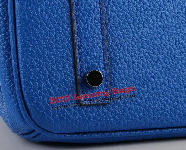 Hermes Birkin 35CM Tote Bags Blue Grainy Leather H-35 Silver