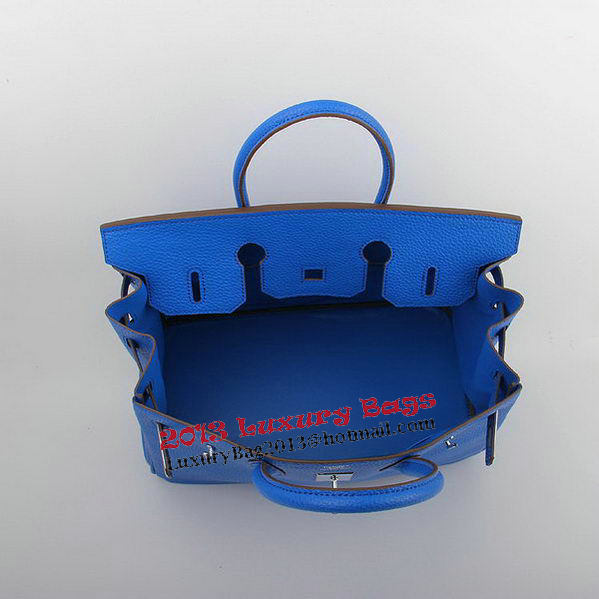 Hermes Birkin 35CM Tote Bags Blue Grainy Leather H-35 Silver