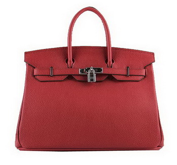 Hermes Birkin 35CM Tote Bags Red Grainy Leather H-35 Silver Hermes Birkin 35CM Tote Bags Red Grainy Leather H-35 Silver