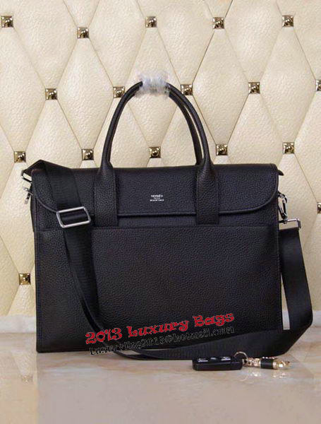 Hermes Briefcase Original Calf Leather H1709 Black Hermes Briefcase Original Calf Leather H1709 Black