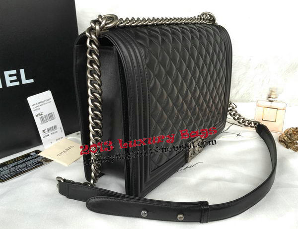 Chanel Boy Flap Shoulder Bag Original Black Sheepskin Leather A67087 Silver Chanel Boy Flap Shoulder Bag Original Black Sheepskin Leather A67087 Silver
