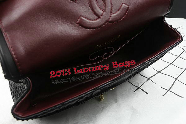 Chanel 2.55 Series Flap Bags Original Snake Leather A1112 Black Chanel 2.55 Series Flap Bags Original Snake Leather A1112 Black