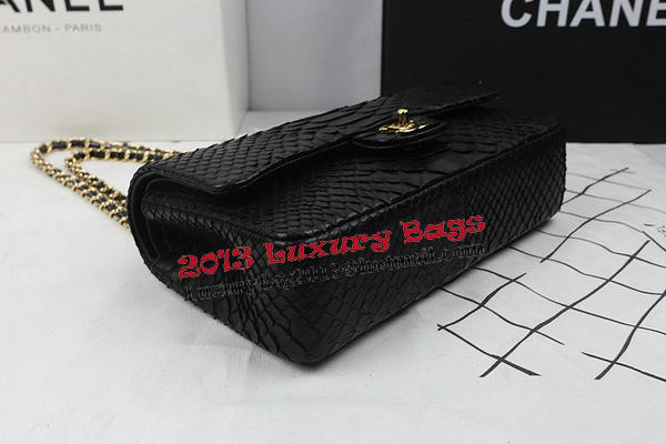 Chanel 2.55 Series Flap Bags Original Snake Leather A1112 Black Chanel 2.55 Series Flap Bags Original Snake Leather A1112 Black
