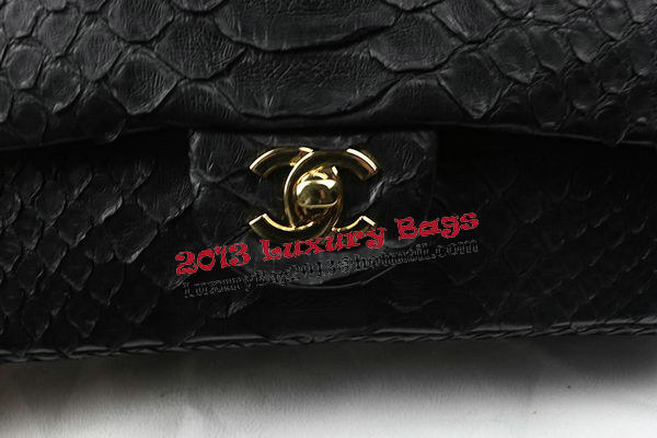 Chanel 2.55 Series Flap Bags Original Snake Leather A1112 Black Chanel 2.55 Series Flap Bags Original Snake Leather A1112 Black