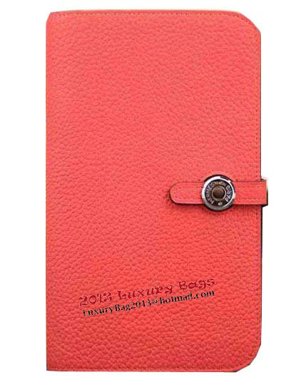Hermes Compact Passport Holder Original Leather Wallet Light Red Hermes Compact Passport Holder Original Leather Wallet Light Red
