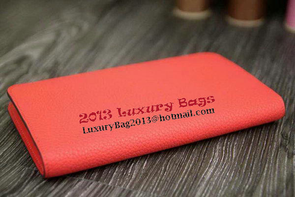 Hermes Compact Passport Holder Original Leather Wallet Light Red Hermes Compact Passport Holder Original Leather Wallet Light Red