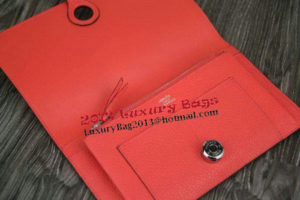 Hermes Compact Passport Holder Original Leather Wallet Light Red Hermes Compact Passport Holder Original Leather Wallet Light Red