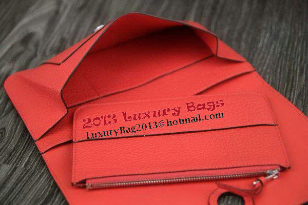 Hermes Compact Passport Holder Original Leather Wallet Light Red Hermes Compact Passport Holder Original Leather Wallet Light Red