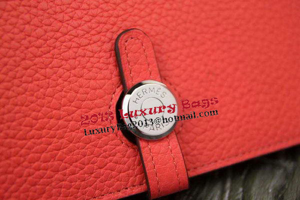 Hermes Compact Passport Holder Original Leather Wallet Light Red Hermes Compact Passport Holder Original Leather Wallet Light Red