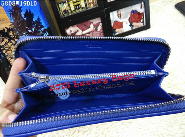 Bottega Veneta Intrecciato Nappa Zip Around Wallet BV5808 Blue Bottega Veneta Intrecciato Nappa Zip Around Wallet BV5808 Blue