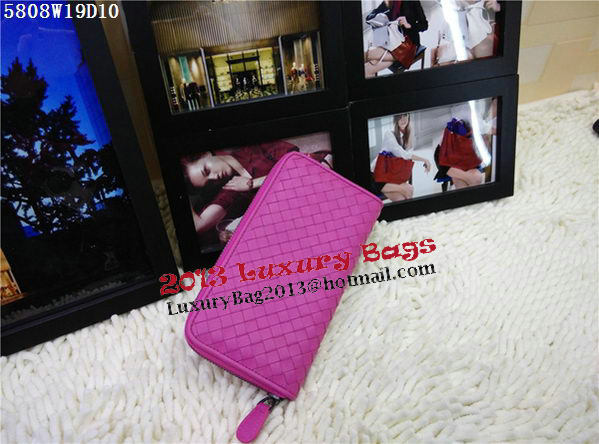 Bottega Veneta Intrecciato Nappa Zip Around Wallet BV5808 Rose Bottega Veneta Intrecciato Nappa Zip Around Wallet BV5808 Rose