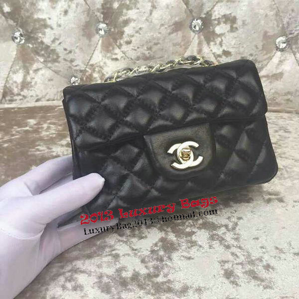 Chanel Classic MINI Flap Bag Sheepskin Leather A1115 Black Chanel Classic MINI Flap Bag Sheepskin Leather A1115 Black