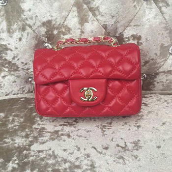 Chanel Classic MINI Flap Bag Sheepskin Leather A1115 Red Chanel Classic MINI Flap Bag Sheepskin Leather A1115 Red