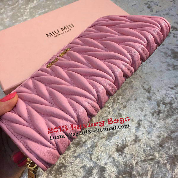 miu miu Matelasse Nappa Leather Wallet MM30150 Pink miu miu Matelasse Nappa Leather Wallet MM30150 Pink