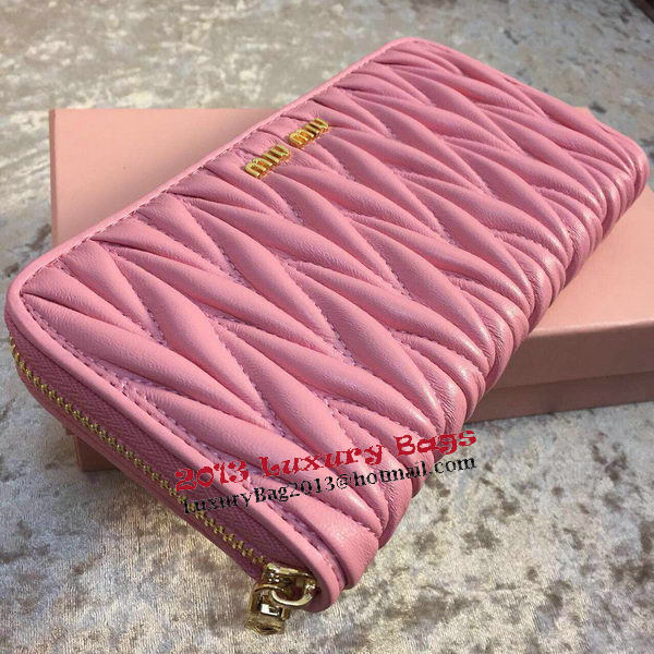 miu miu Matelasse Nappa Leather Wallet MM30150 Pink miu miu Matelasse Nappa Leather Wallet MM30150 Pink