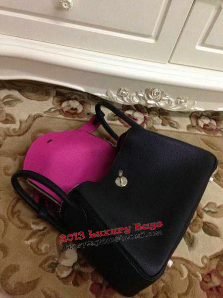 Hermes Lindy 30CM Black Leather Shoulder Bag HLD30 Gold Hermes Lindy 30CM Black Leather Shoulder Bag HLD30 Gold