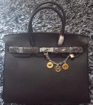 Hermes Birkin 35CM Tote Bag Litchi Leather HB35GL Black Hermes Birkin 35CM Tote Bag Litchi Leather HB35GL Black