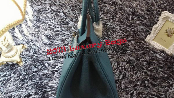 Hermes Birkin 35CM Tote Bag Litchi Leather HB35GL Blue Hermes Birkin 35CM Tote Bag Litchi Leather HB35GL Blue